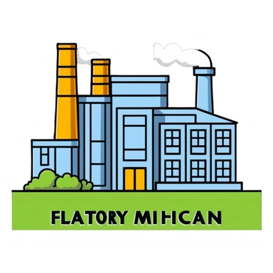 Factory building with Flint Michigan text sticker