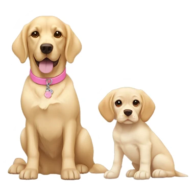 Yellow lab with pink collar next to light tan color cocker spaniel sticker