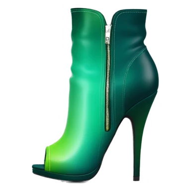 Realistic isolated top front view of a pair of dark teal,lime green,mint green and emerald green ombre high heel peep toe ankle bootie boots. sticker
