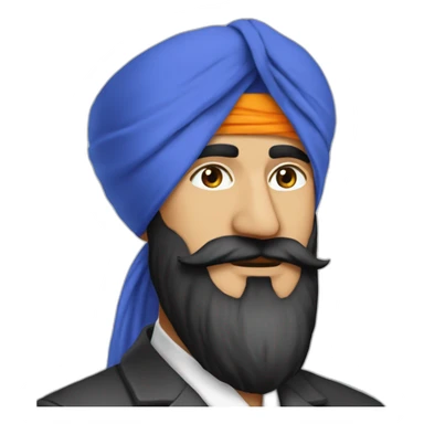sardar turban is blue  wear cotpant proffesional sticker