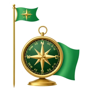 compass with a #5fe089 green color flag behind it sticker