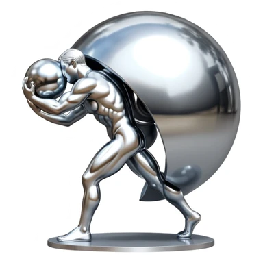 sorayama Sisyphus carrying big sphere on his back sculpture sticker