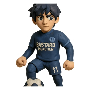 Bastard München soccer player from Blue Lock anime in claymation style sticker