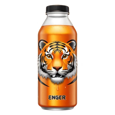 bottle of energy drink with a tiger on it sticker