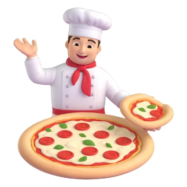 smiling Italian chef spinning pizza dough sticker