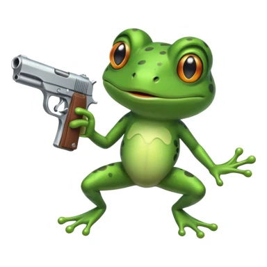 Frog shooting two pistols  sticker