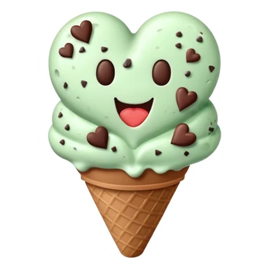 Mint ice cream heart with chocolate chips sticker