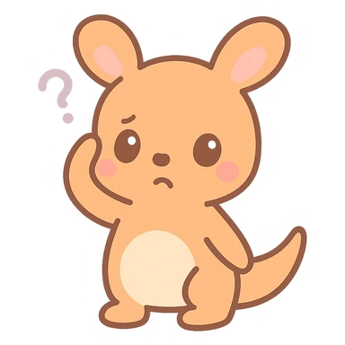 kangaroo touching its head with a doubtful face, kawaii style sticker