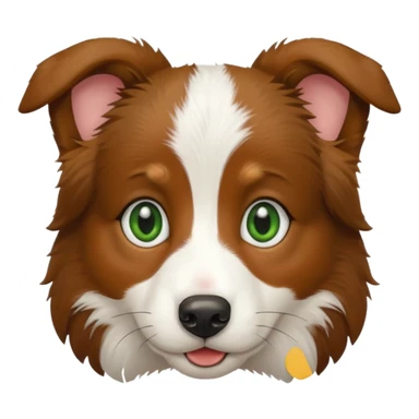 A border collie white and brown with green dark big eyes, a baby one  sticker