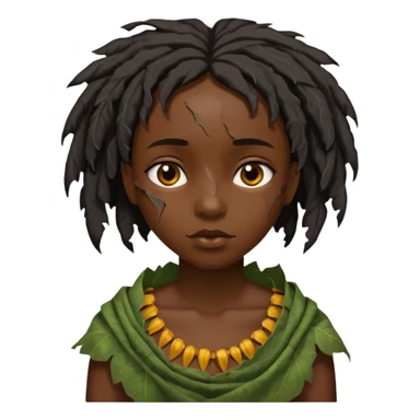 ancient black girl, tattered leaf cloth sticker