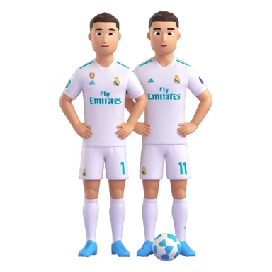Cristiano Ronaldo in a Real Madrid kit, 3D emoji style, with transparent background. sticker