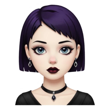 A girl with black and short hair, Gothic style lip and nose piercings and earrings sticker