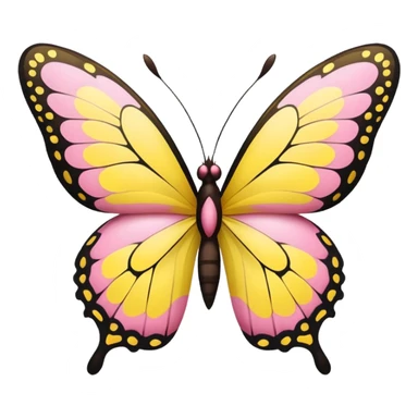 a yellow and pink colored butterfly sticker