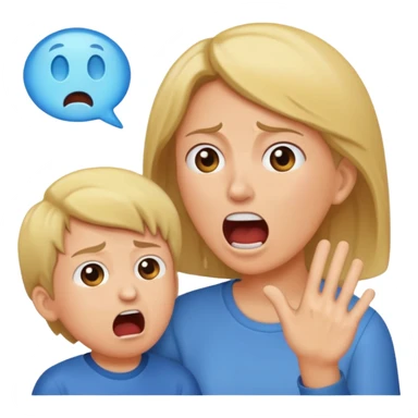 A mom screaming at a boy sticker