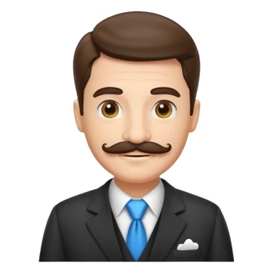 a housekeeper in suit with a mustache sticker