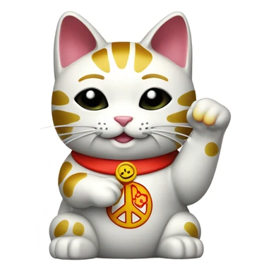 Maneki Neko cute flashing peace sign sticker