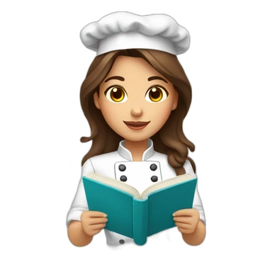 Ecuadorian cute female chef with cookbook and brown hair and brown eyes sticker