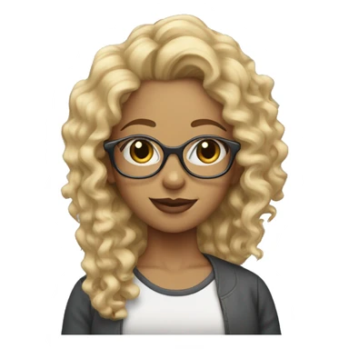 girl with curly blonde hair with glasses and earrings  sticker
