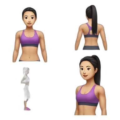 female asian fitness trainer sticker