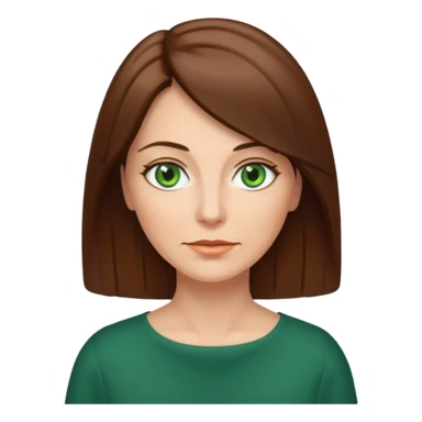 pretty middle age woman with green eyes and shoulder length straight brown hair  sticker