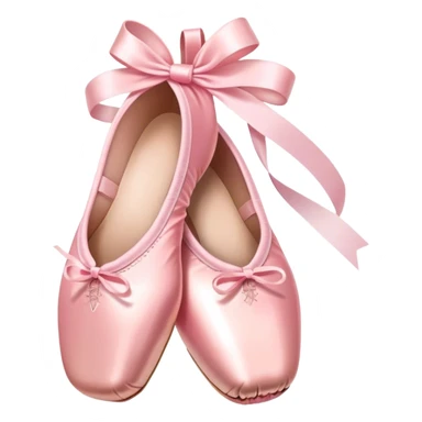 Humanless emoji for Ballet: close-up of  a pair of pointe shoes. The icon should capture the elegance and precision of ballet, with a focus on these iconic elements. Transparent background. sticker