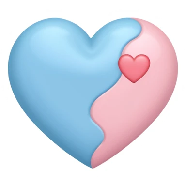 a heart with pastel blue on one side and pastel pink on the other sticker