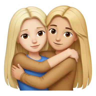 Two best friends hugging. One with long blonde hair and the other with dark long hair  sticker