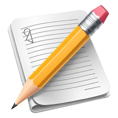 Minimalistic flat vector icon, iOS style, thin black contour on white background. Pencil with sketch lines on paper. No text, no shadows sticker