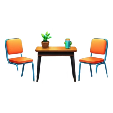 Window with neon reflection + empty chair, Apartment Windows. sticker