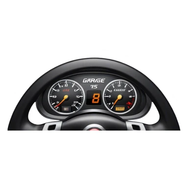 An icon showing a racing game interface, inspired by Grand Turismo. The design features a garage with a selection of high-performance cars, along with race track visuals in the background. Speedometer, lap timer, and other HUD elements add to the excitement. Transparent background sticker
