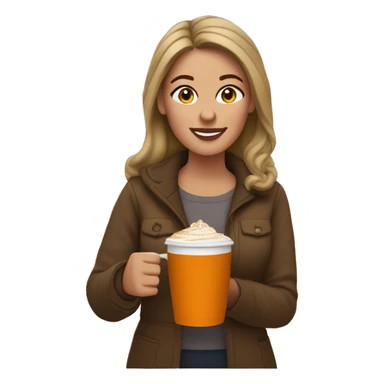Wife holding a pumpkin spice latte sticker