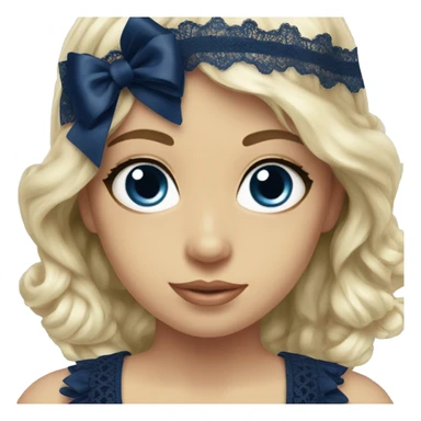 navi blue bow with lace sticker