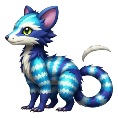 Colorful translucent glowing Trico-Sergal-Furret-Ferret-Wolverine-Vernid-furry-fursona-fusion-Fakemon-animal-hybrid-creature, full body sticker