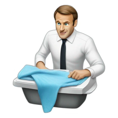Emmanuel macron ironing laundry sticker