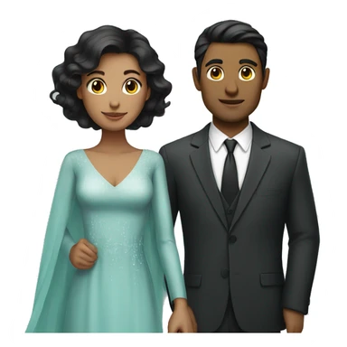Dark haired man and woman in dress attire  sticker