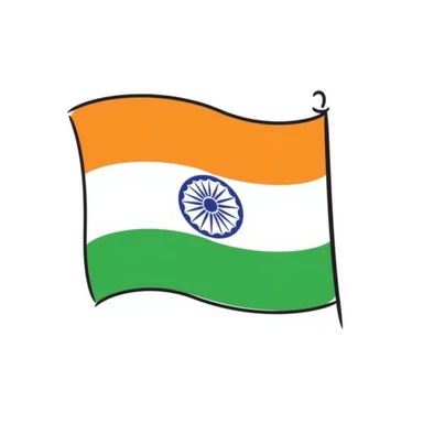 Indian flag with saffron, white, and green horizontal stripes and blue Ashoka Chakra wheel in the center sticker