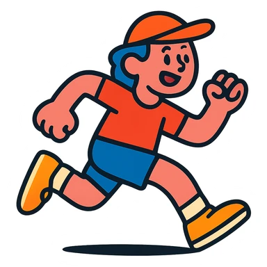 person running, vibrant cartoon style sticker