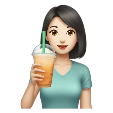 Taiwanese Girl drinking bubble tea sticker