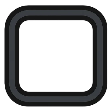 modern styled icon of a square with rounded corners, white inside, gentle seamless transition outward to black, black border effect without outline, no text sticker
