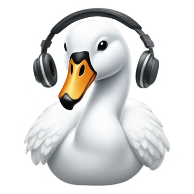 Swan with white headphones  sticker
