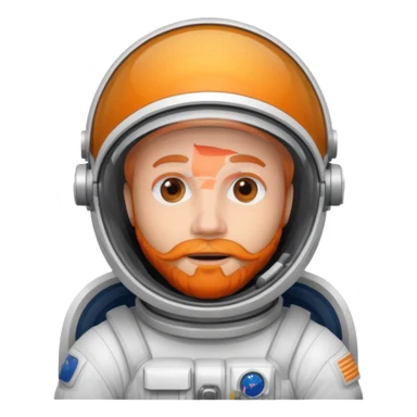 astronaut, white suit and helmet ,with orange beard sticker
