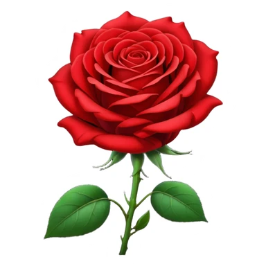 Realistic dark red to bright red, long stem rose  sticker