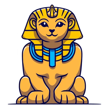 Egyptian sphinx statue with cracked ancient stone texture sticker