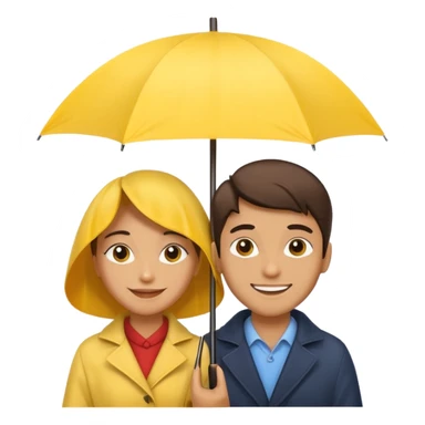 Couple under yellow umbrella sticker
