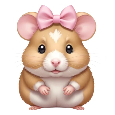 Beige hamster with a light pink bow on its head sticker