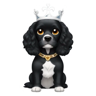 Small completely black king spaniel with white on chest sticker