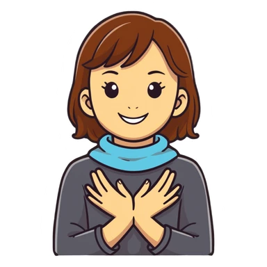 Girl with hands around her neck smiling out  sticker