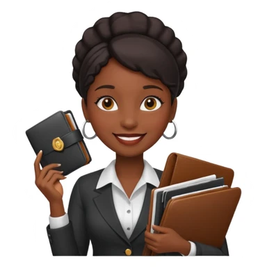 a financier black skin girl with a portfolio sticker