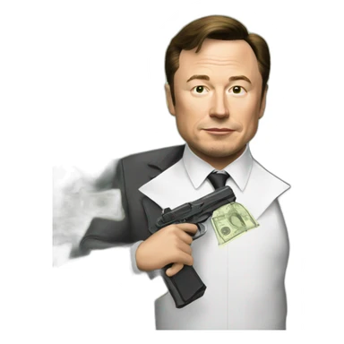 elonmusk the big boss with money and guns sticker