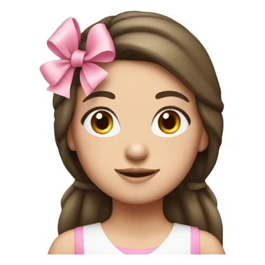A white brunette girl with a pink bow on her head sticker